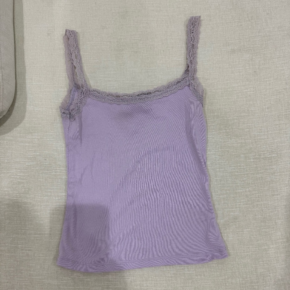 White Fox Boutique: Purple Lace Trim Tank Top